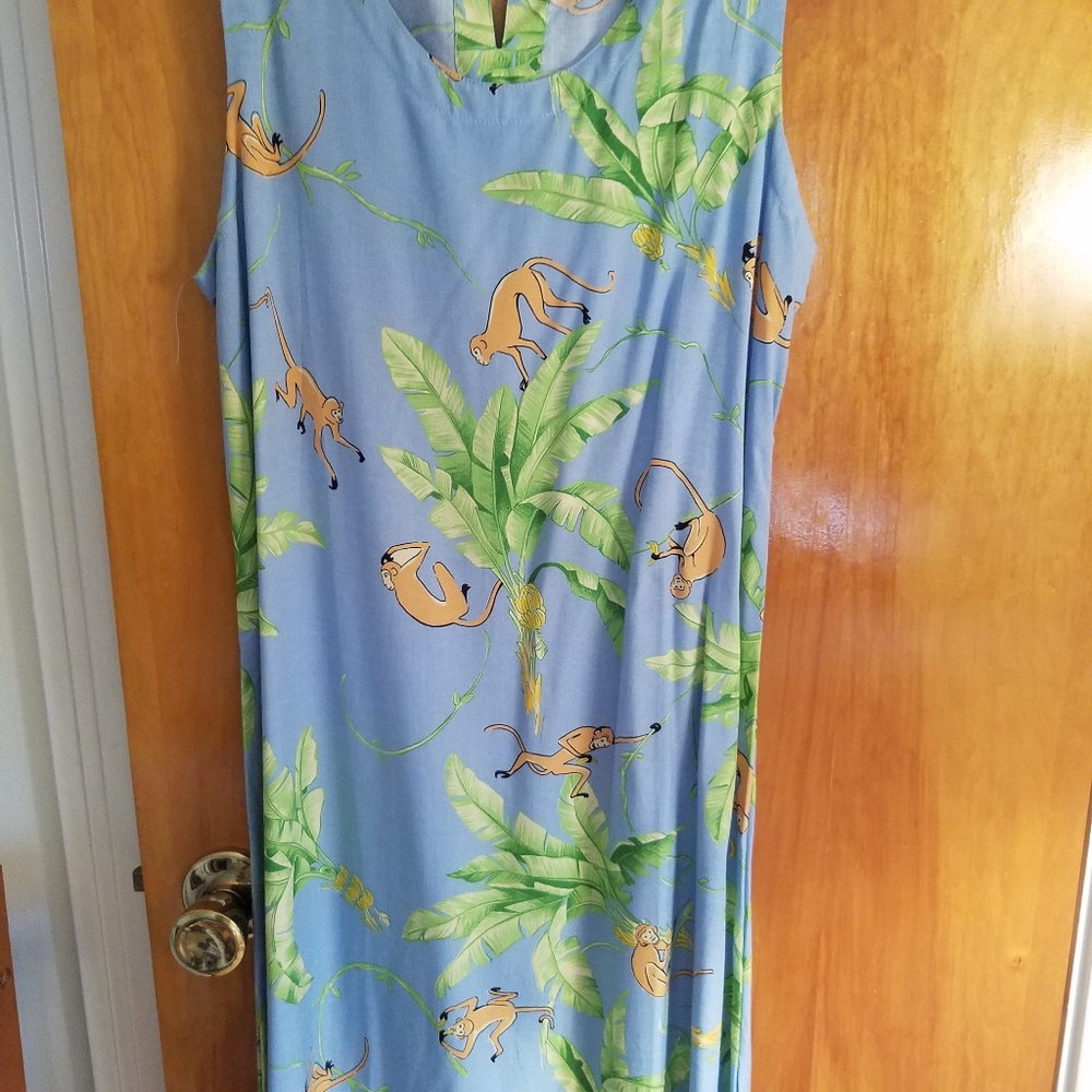 Summer sun dress, cute monkey print, size small.